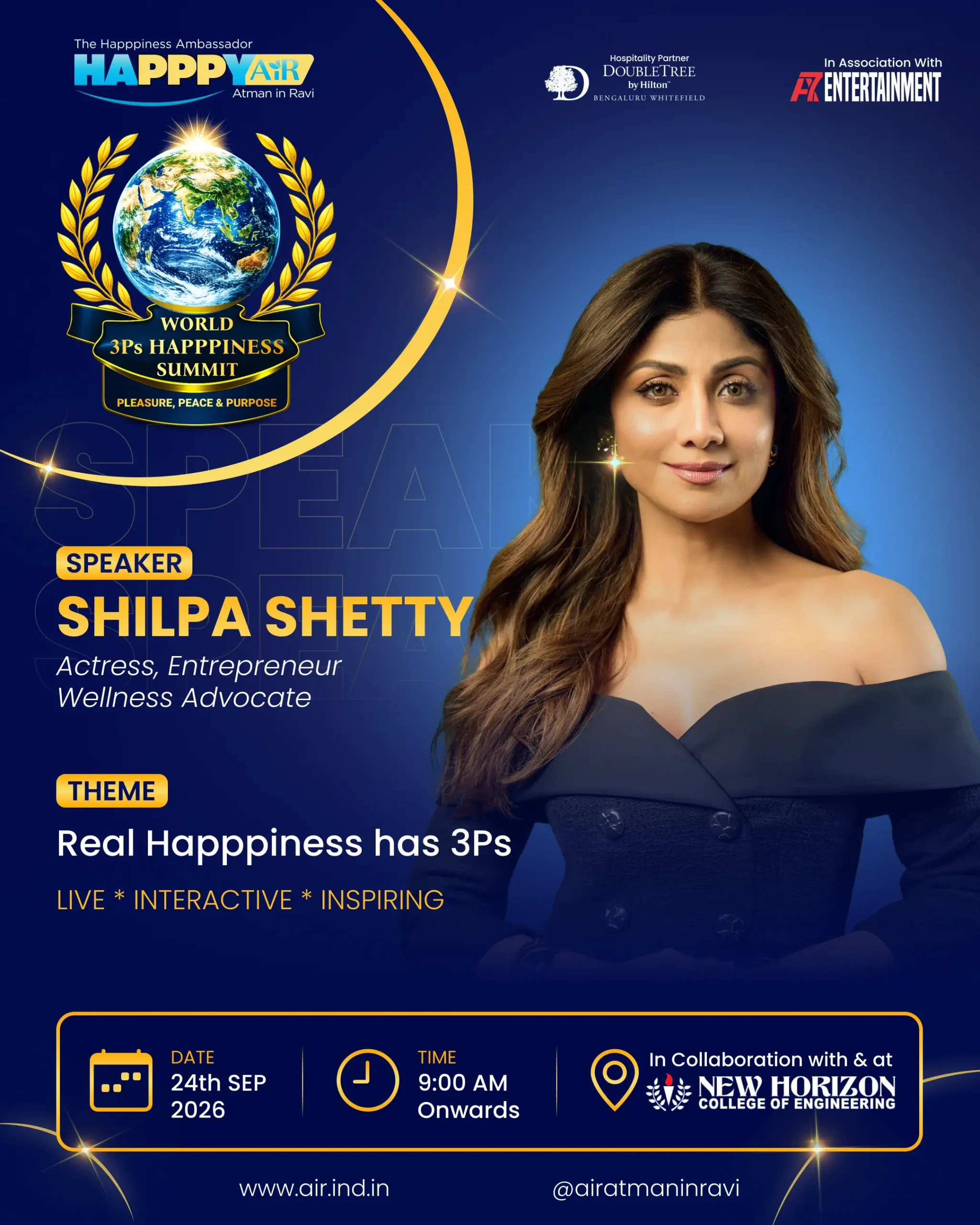Mark Your Calendars, Bengaluru! 🗓️ The World 3Ps Happpiness Summit is coming to town.